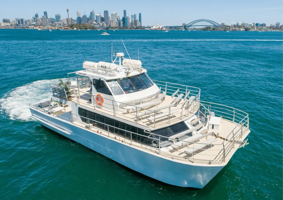 White catamaran on Sydney Harbour